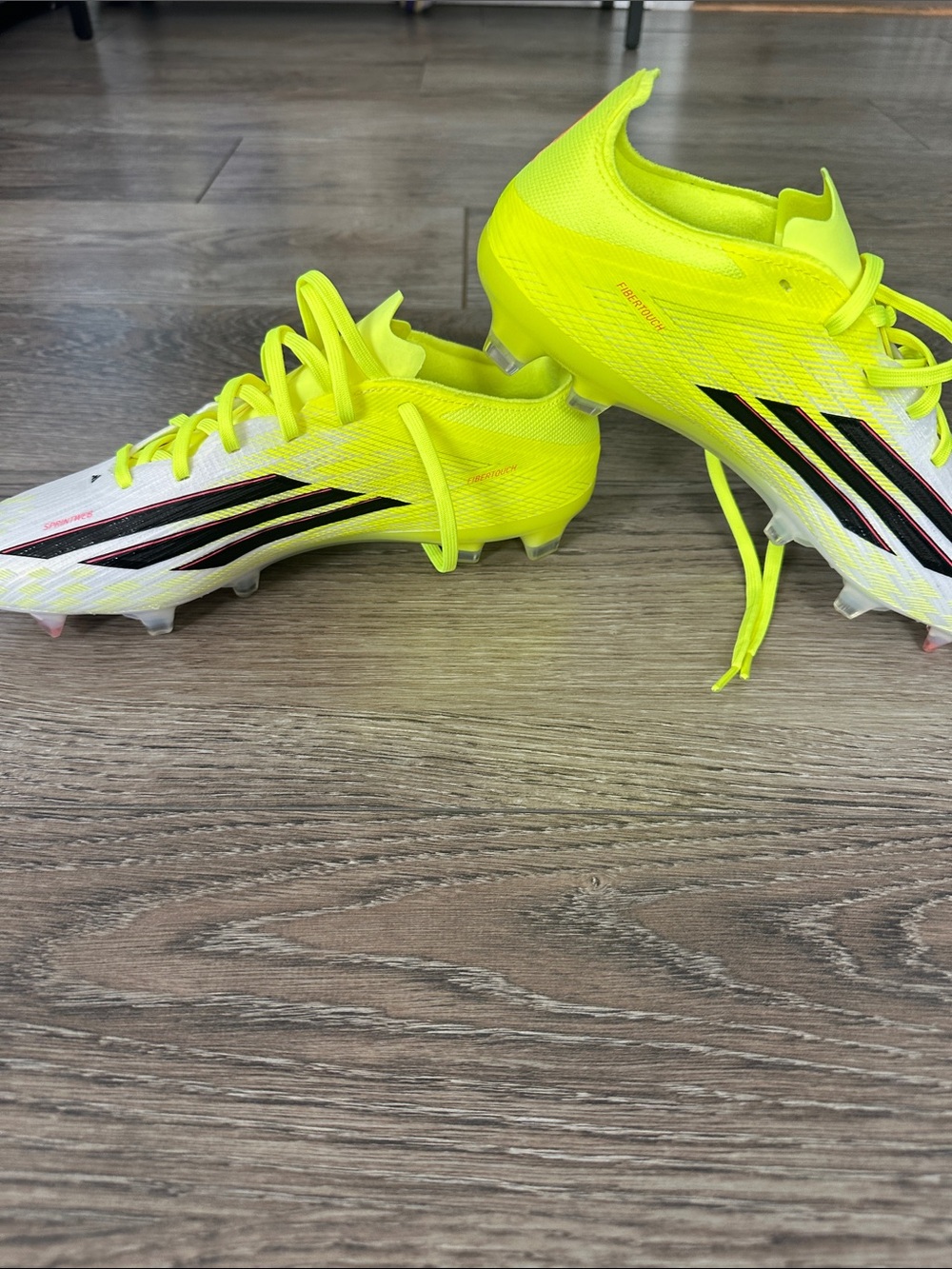 adidas neon and white F50 Fibertouch soccer cleats